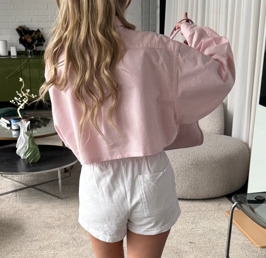 Vintage Polo Ralph Lauren Pink Striped Cropped Shirt