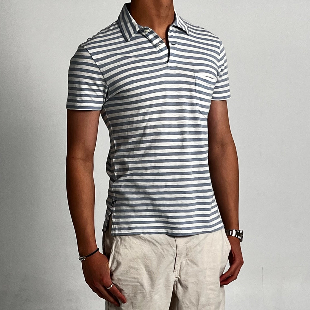 Polo Ralph Lauren Blue And White Striped Stretchy Polo Shirt