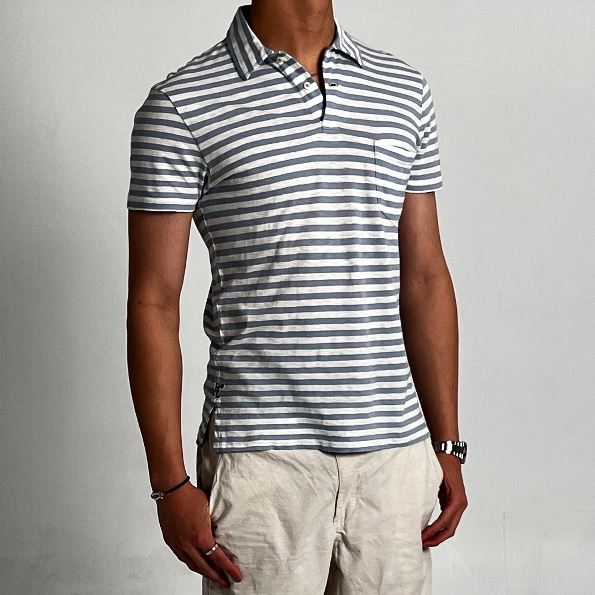 Polo Ralph Lauren Blue And White Striped Stretchy Polo Shirt