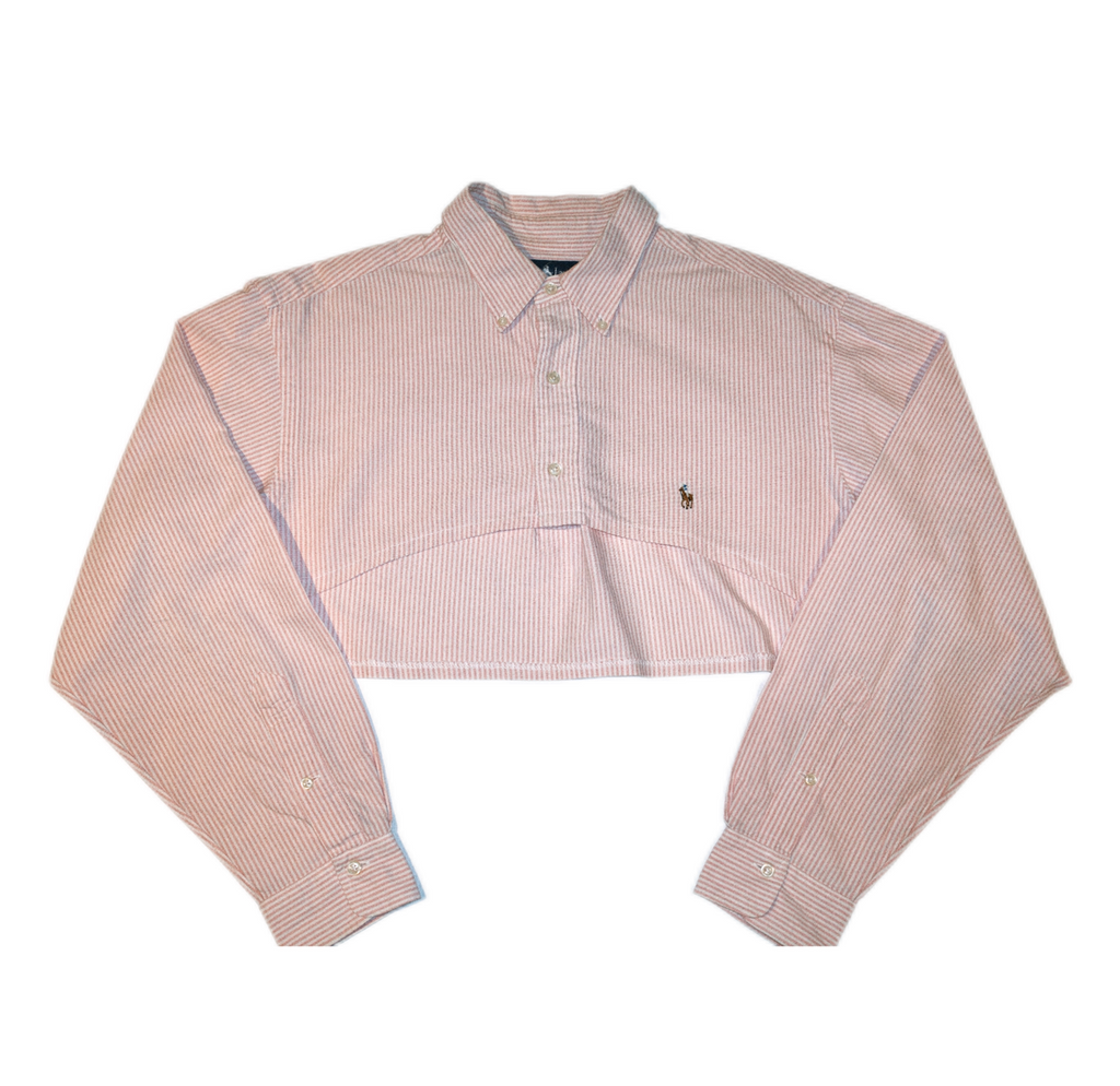Vintage Polo Ralph Lauren Pink Striped Cropped Shirt