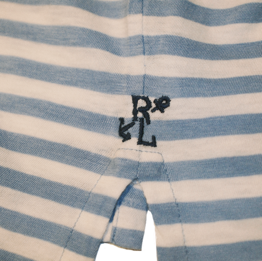 Polo Ralph Lauren Blue And White Striped Stretchy Polo Shirt