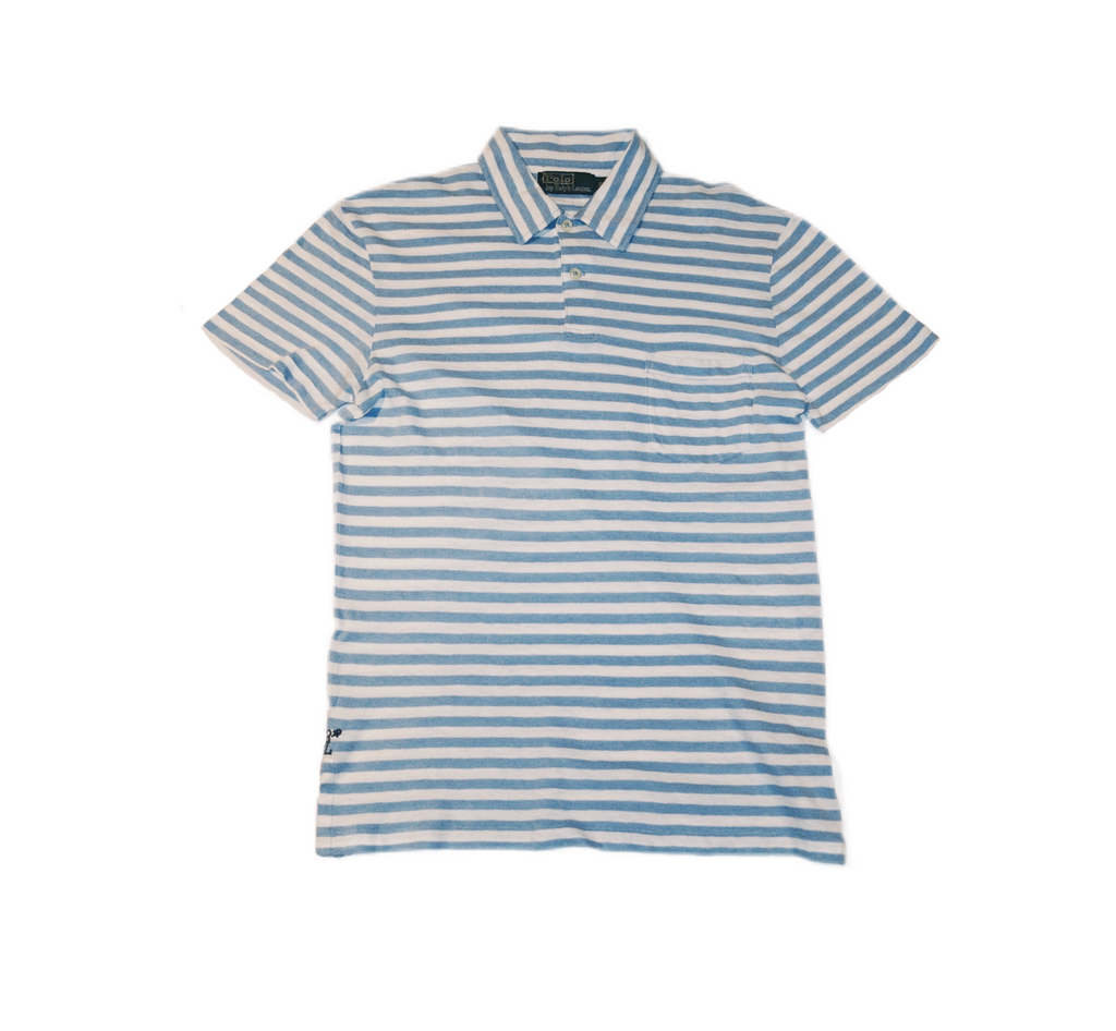 Polo Ralph Lauren Blue And White Striped Stretchy Polo Shirt