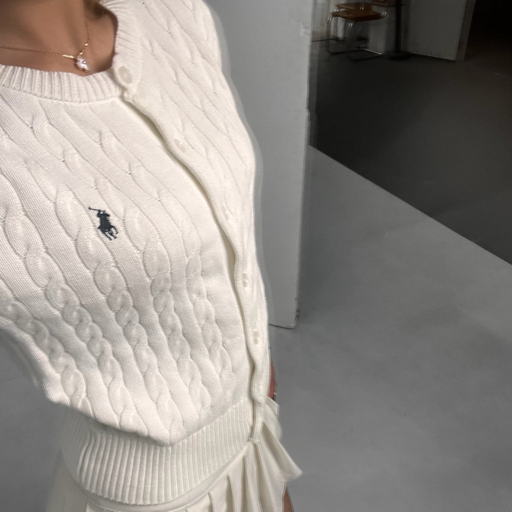 Polo Ralph Lauren White Knit Cardigan