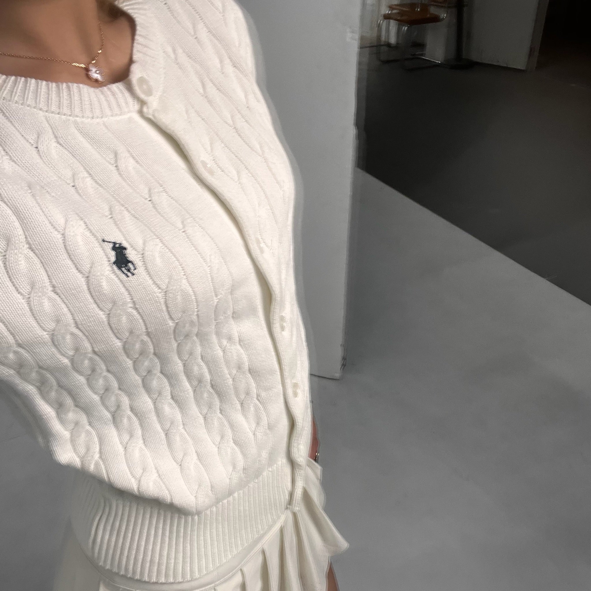 Polo Ralph Lauren White Knit Cardigan