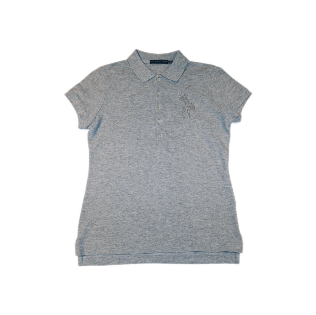 Vintage Polo Ralph Lauren Grey Cotton Pique Skinny Polo T-Shirt